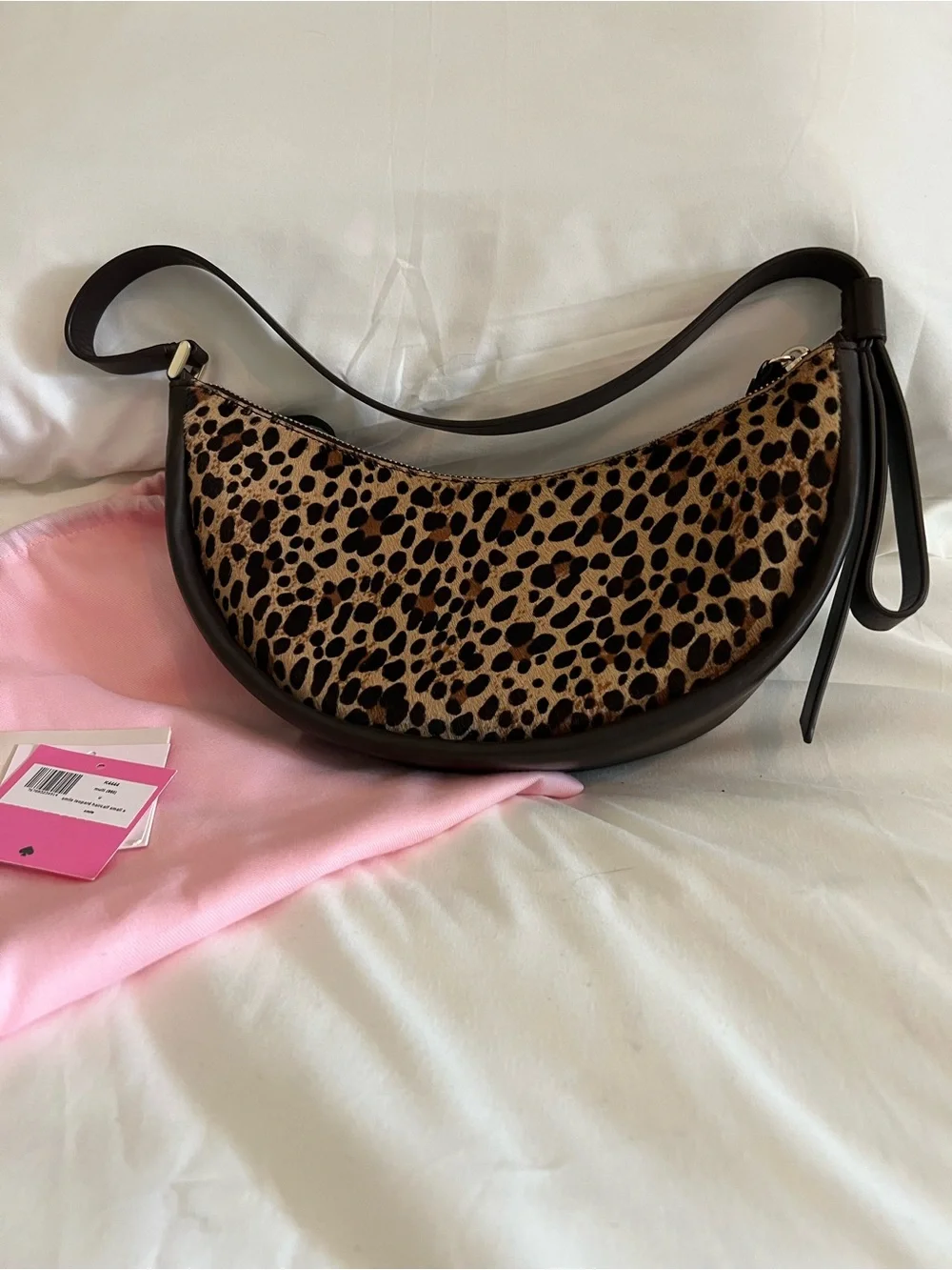 kate spade Leopard-Print Crescent Shoulder Bag in Black and Brown